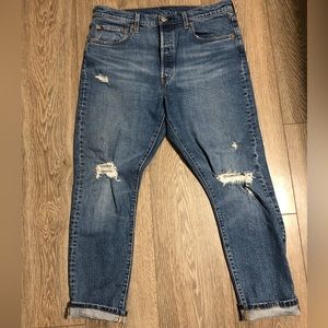 Levi’s 501 Skinny Button Fly Distressed Jeans